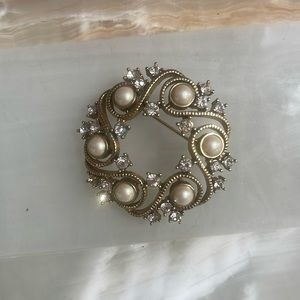 Vintage Monet Gold & Cubic Zirconia Brooch